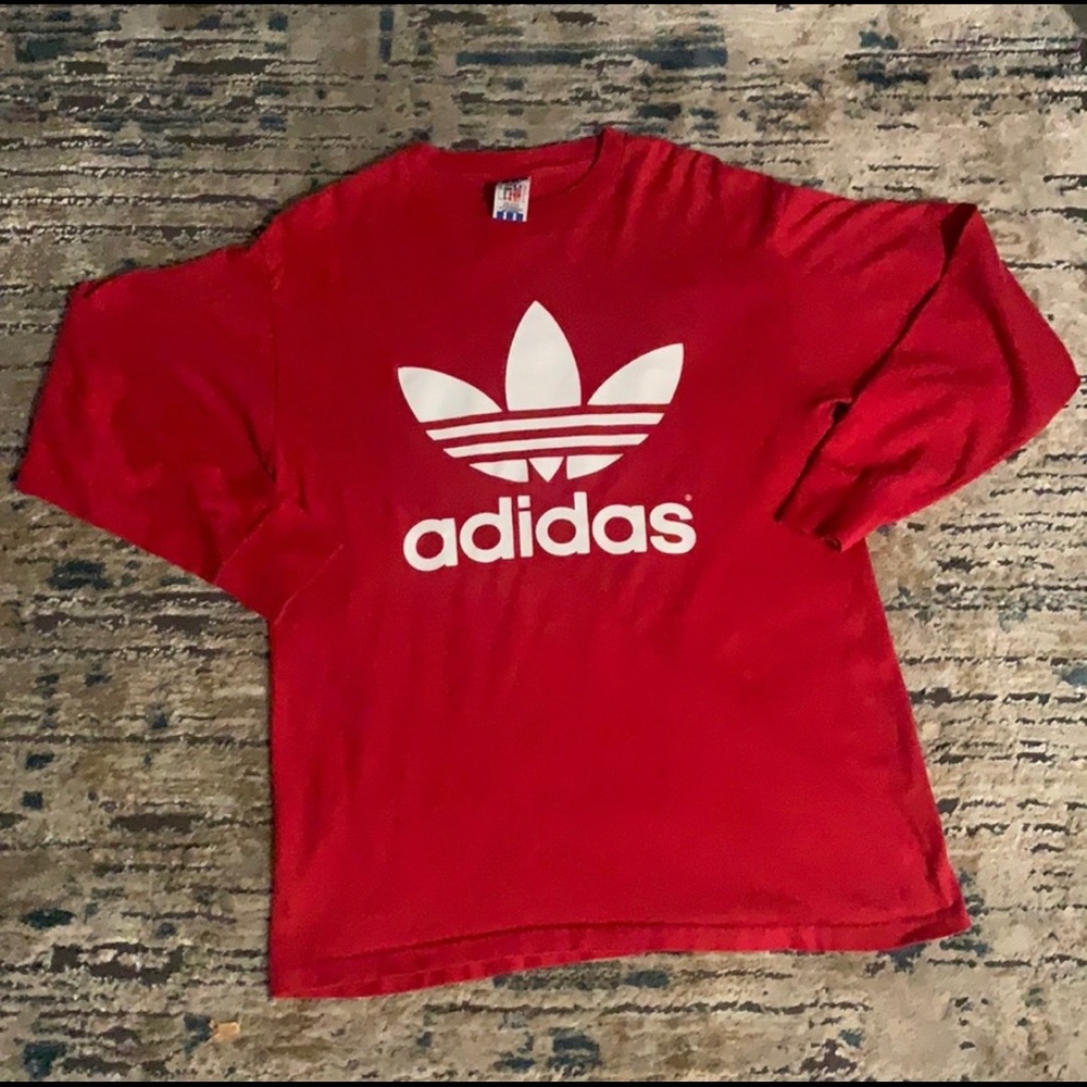 ❌Sold❌Large Logo Adidas Long Sleeve T-shirt 🔺‼️ - Picture 1 of 7